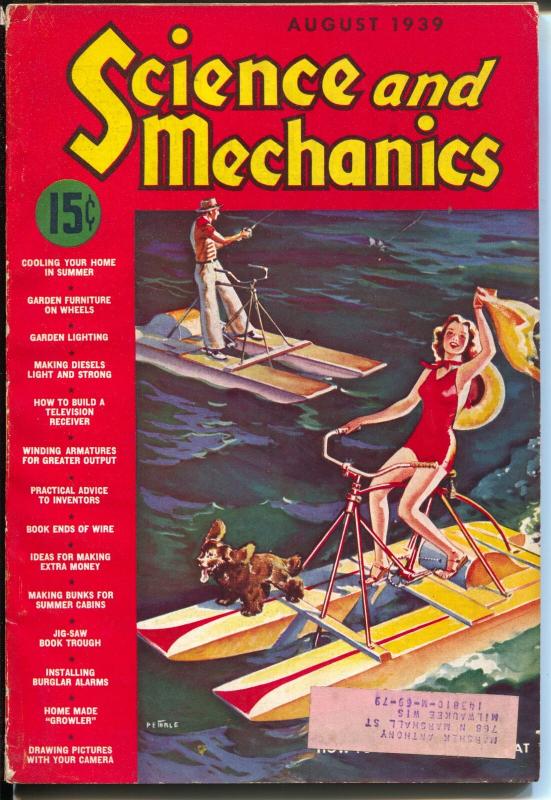 Science and Mechanics 8/1939-standard pulp magazine format-swimsuit-VG