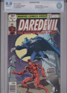 DAREDEVIL #158-CBCS-8.0--OW/W--1979-MARVEL-1'st FRANK MILLER ART FOR MARVEL