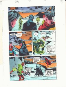 JLA #45 p.16 Color Guide Art - Superman, Batman, Green Lantern, by John Kalisz