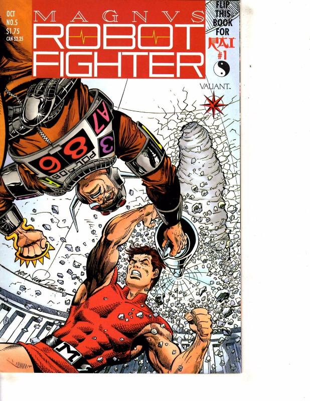 Magnus Robot Fighter # 5 VF/NM Valiant Comic Book W/Cards RAI # 1 Flipbook J254