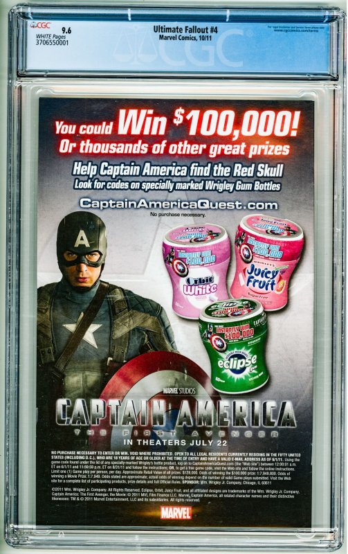 Ultimate Comics Fallout #4 (2011) CGC 9.6!  small crack top of slab