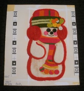 CHRISTMAS Cute Fabric Snowman w/ Hat & Scarf 7x8 Greeting Card Art #5035