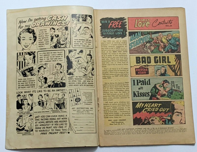 First Love #34 (Nov 1953, Harvey) VG- 3.5 