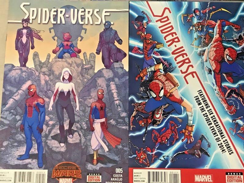 SPIDER-VERSE#1-5 VF/NM LOT 2015 SECRET WARS (6 BOOKS) MIXED LOT MARVEL COMICS