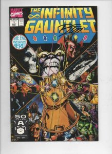 INFINITY GAUNTLET #1, NM, Jim Starlin, Signed Ron Lim, Perez, Thanos, 1991