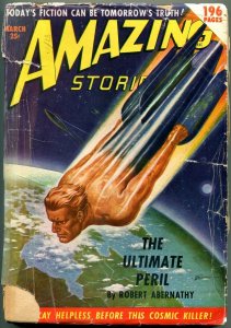 Amazing Stories Pulp March 1950- The Ultimate Peril- Human Rocket cover