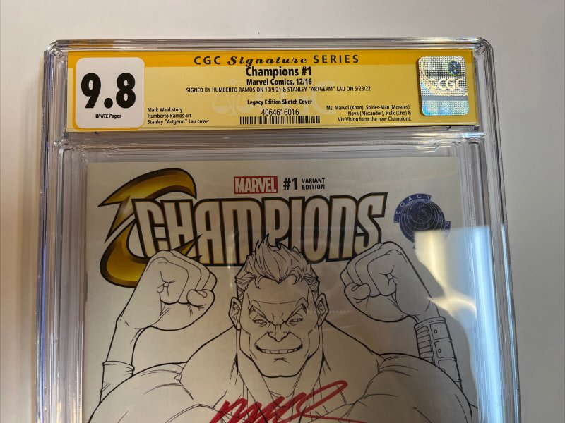 Champions (2016) # 1 (CGC SS 9.8) Signed By Artgem & Ramos | Sketch Cover