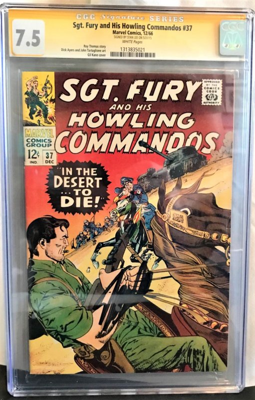 Sgt. Fury #37 (Marvel, 1966) CGC 7.5 SS Stan Lee