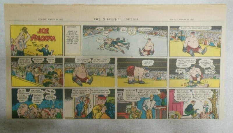 (18) Joe Palooka Sunday Pages by Ham Fisher 1947 Size: 7.5 x 15 inches