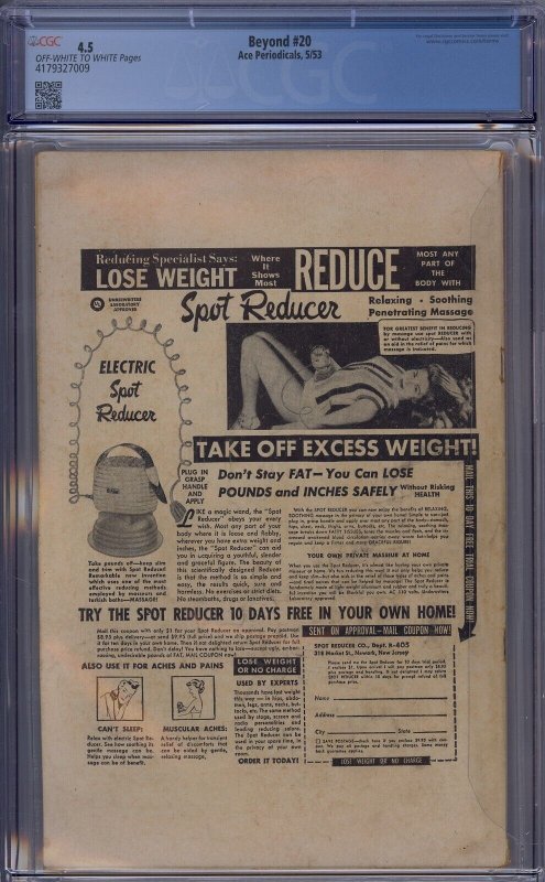 BEYOND #20 CGC 4.5 1953 PRE-CODE HORROR