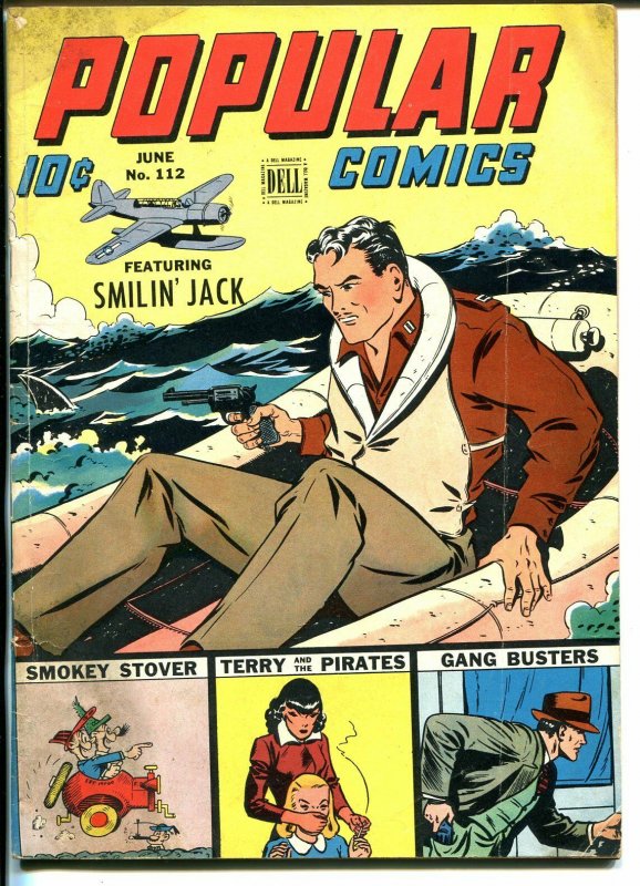 Popular  #112 1945-Dell-Smilin' Jack-Gang Busters-Gasoline Alley-Caniff-VG+