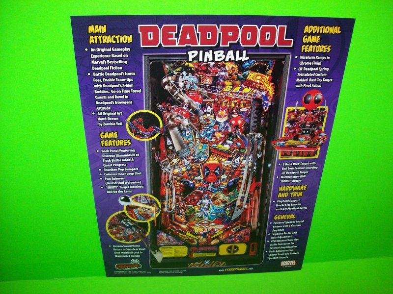 Dead Pool Pro Model Pinball Flyer Marvel Comic Superhero Art Print