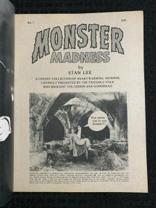 1972 MONSTER MADNESS Magazine #1 FVF 70 Stan Lee / Frankenstein Cover