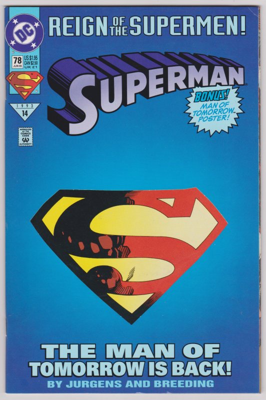 Superman (Vol 2) # 78 (VF) Collector's edition w/die cut cover