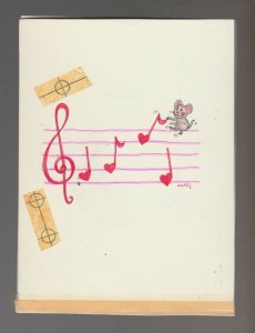 VALENTINES DAY Cartoon Mouse w/ Music Note Hearts 5x7 Greeting Card Art #V3203