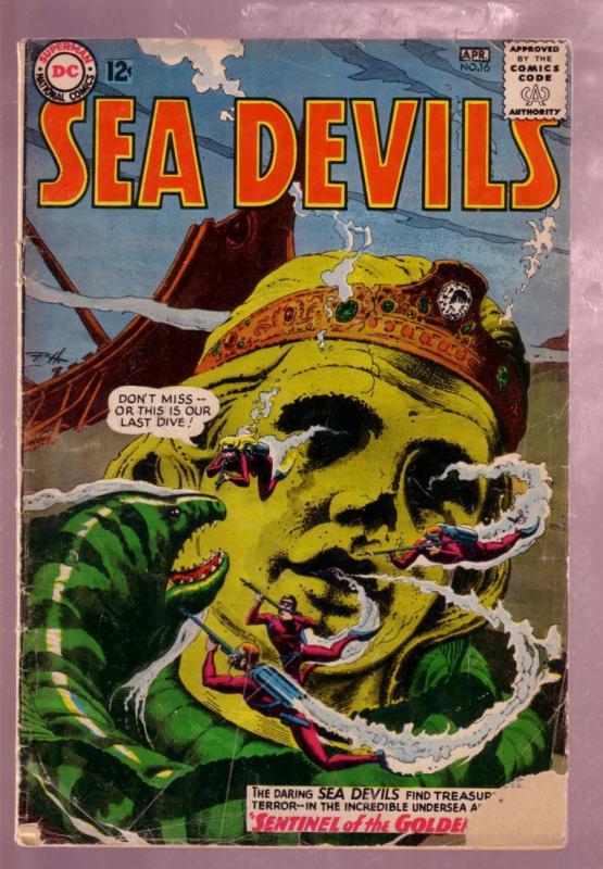 SEA DEVILS #16 1964-RUSS HEATH SKIN DIVER MONSTER COVER VG-