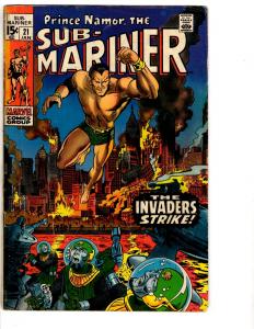 Prince Namor Sub-Mariner # 21 VG Marvel Comic Book Avengers Defenders RH2