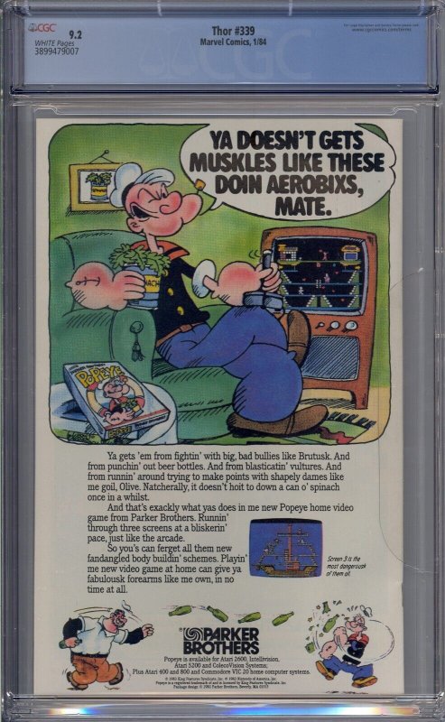 THOR #339 CGC 9.2 1ST STORMBREAKER WHITE PAGES 