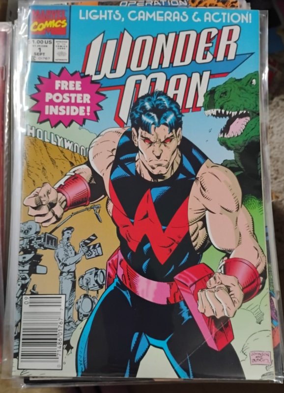 WONDER MAN   # 1  1991 Marvel DISNEY SIMON WILLIAMS W/ POSTER NEWSTAND