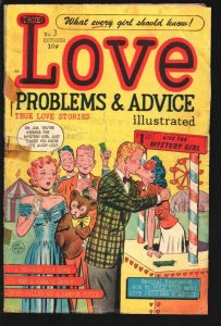 Love Problems & Advice #3 1949-Harvey-Mystery Girl Kissing Booth cover by Lee...