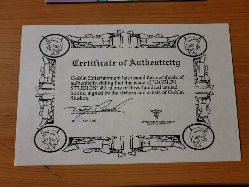 Goblin #3 8x Signed /w COA ~ NEAR MINT NM ~ 1994 Goblin Studios Comics