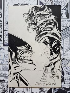 Wolverine vs Sabretooth Original Art by Josef Joe Rubinstein 7 x 10.5 Signed