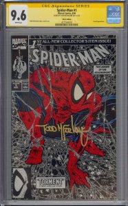 SPIDER-MAN #1 CGC 9.6 SS SIGNED TODD MCFARLANE SILVER EDITION WHITE PAGES 4018