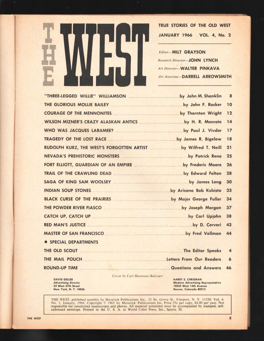 West 1/1966Nevada's Prehistoric MonstersMollie BaileyTrail of the Crawling... Comic Books