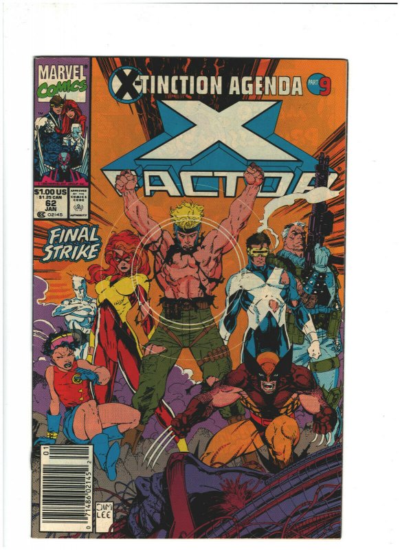 X-Factor #62 VF- 7.5 Newsstand Marvel Comics 1990 X-Tinction Agenda pt9, Jim Lee