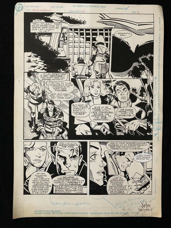 Blackhawk #12 Page 2 Original Art 1990 Tom Artis Lady Blackhawk!