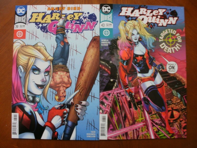 2 DC Comics HARLEY QUINN Comic Book: #39 (Angry Bird) & #43 (Targeted For Death)