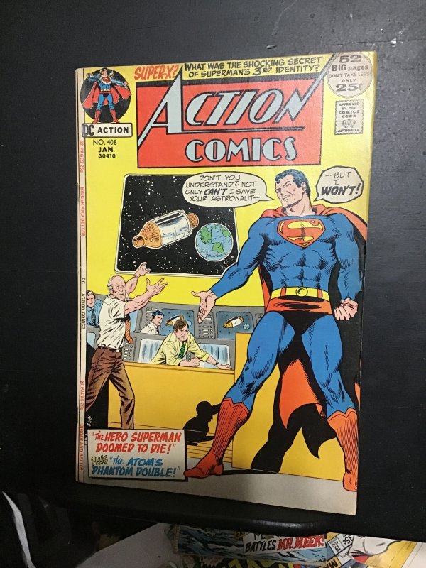 Action Comics #408  (1972) high-grade giant superman NASA cover, Atom! VF- Wow!