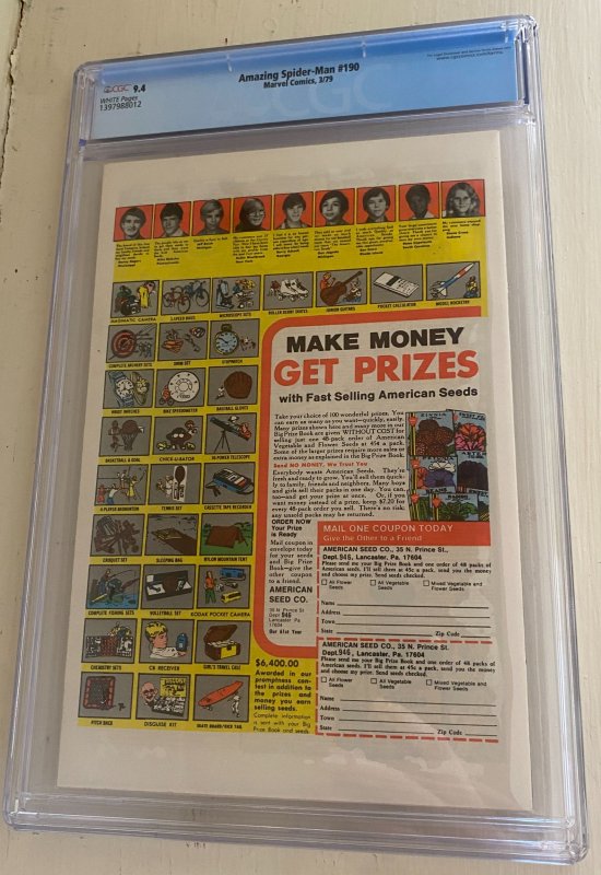 The Amazing Spider-Man #190 (1979) CGC Graded 9.4