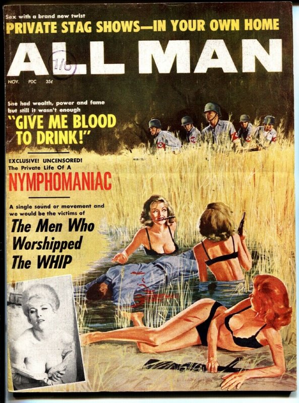 ALL MAN-11/1963-STANLEY PUBS-NAZI-TERROR-PULP-EXPLOITATION wild! 