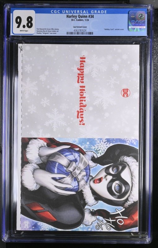 Harley Quinn #34 CGC 9.8 Artgerm Christmas Card Variant DC 2023 Stanley Lau WP