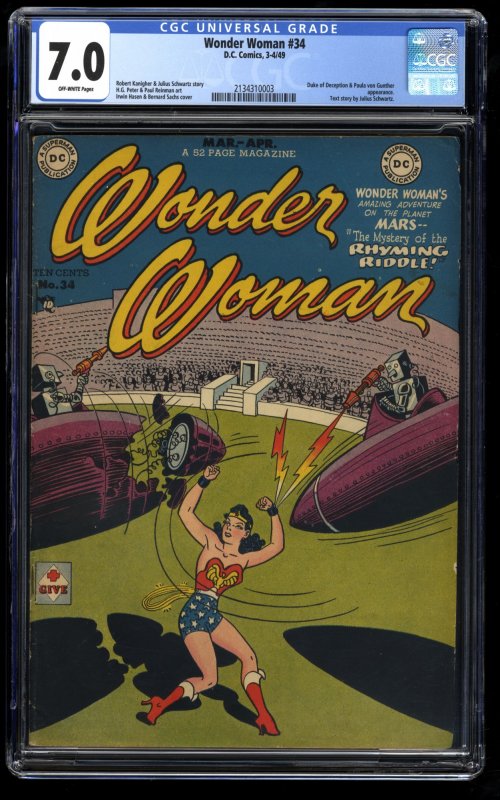 Wonder Woman #34 CGC FN/VF 7.0 Off White