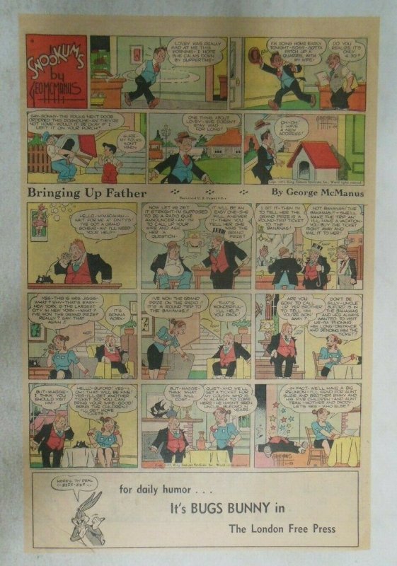 (20) Bringing Up Father Sundays by George McManus from 1952 Size: Tabloids