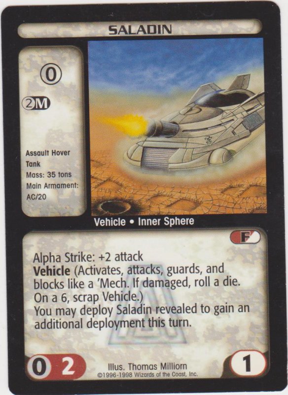 1998 Battletech Arsenal Card Saladin