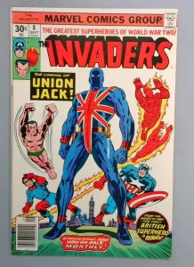 Invaders #8 FN+ 1st cover appearance of Union Jack Marvel 1976 FE1