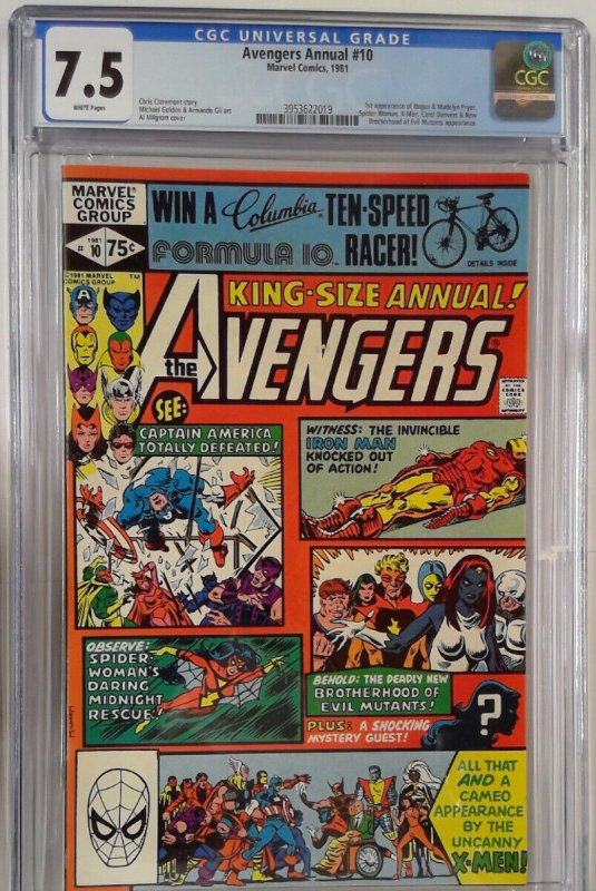 AVENGERS ANNUAL 10 (1963) CGC 7.5 1ST APPEARANCE ROGUE & Madelyne Pryor (SLAB...