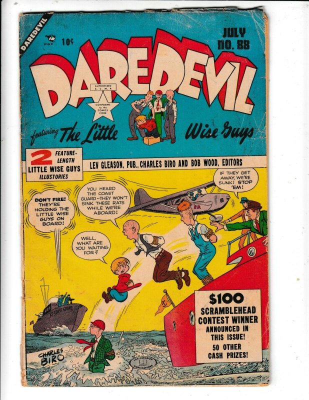 DAREDEVIL THE LITTLE WISE GUYS #88 VG/GD BIRO ARTWORK. LEV GLEASON PUB. 