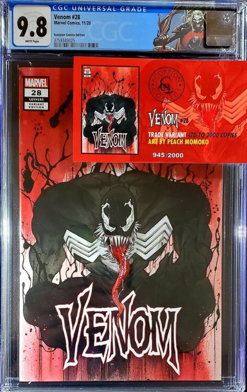 ️ Venom #28 CGC 9.8 Virgin Edition Peach Momoko Variant COA  Knull crain