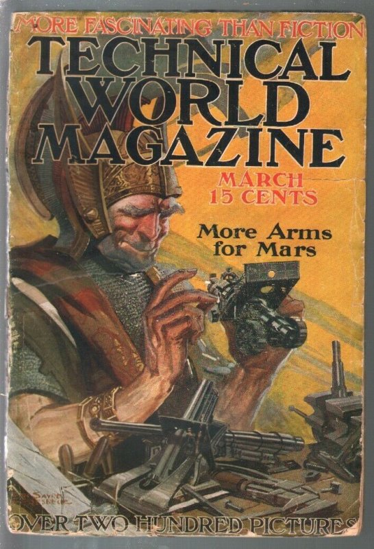 Technical World Magazine 3/1915-sci-fi cover-aviation-war-Arms For Mars-G