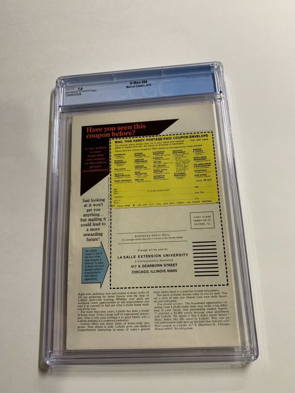 Uncanny X-men 94 Cgc 7.0 Ow/w Pages Marvel Bronze Age