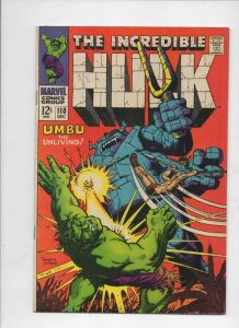 HULK #110, FN, Incredible, Ka-Zar, Severin, Umbu, 1968, more Hulk in store