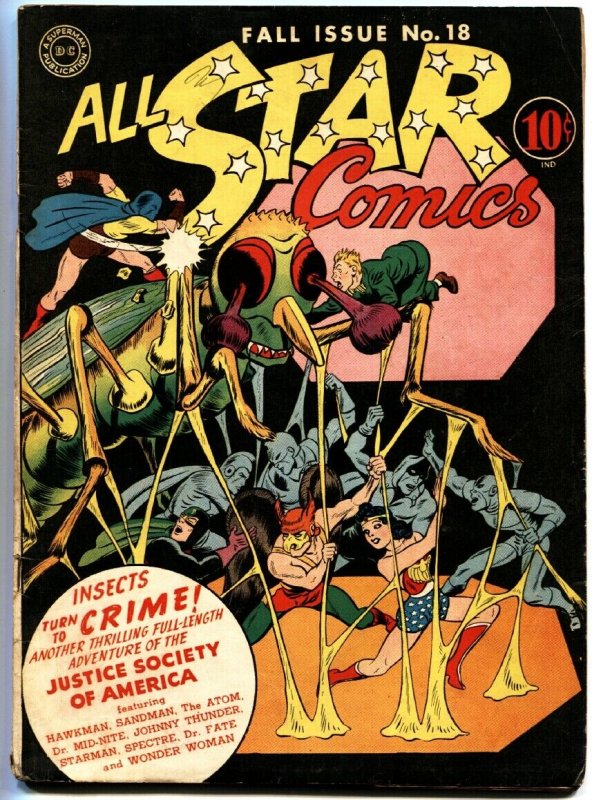 ALL STAR COMICS #18 Simon and Kirby art. Wonder Woman. Spectre. 1943