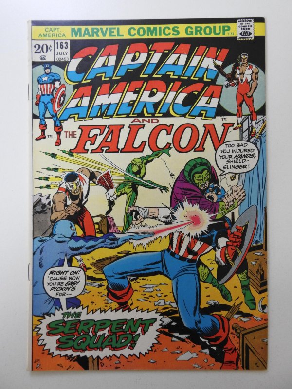 Captain America #163 (1973) vs The Serpent Squad! Beautiful VF+ Condition!