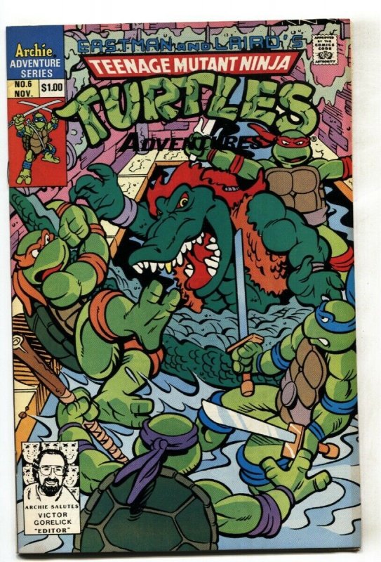 TEENAGE MUTANT NINJA TURTLES ADVENTURES #6 comic book 1990 LEATHER HEAD
