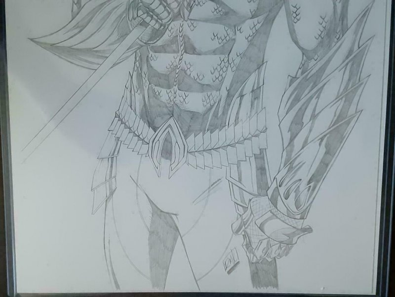 Ryan Kincaid Original 11 X 17 Penciled Art Jason Momoa as Aquaman W/Print NM  