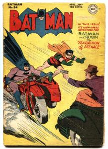 BATMAN #34 1946-MOTORCYCLE COVER-ROBIN-DC COMICS-G+
